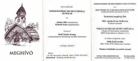 Virágvasárnapi áhítat és koncert lesz a Budai úti Református Templomban